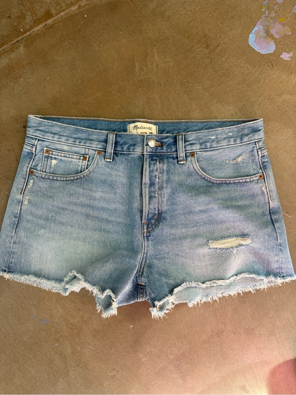 Madewell Light Wash Distressed Denim Cutoff Shorts